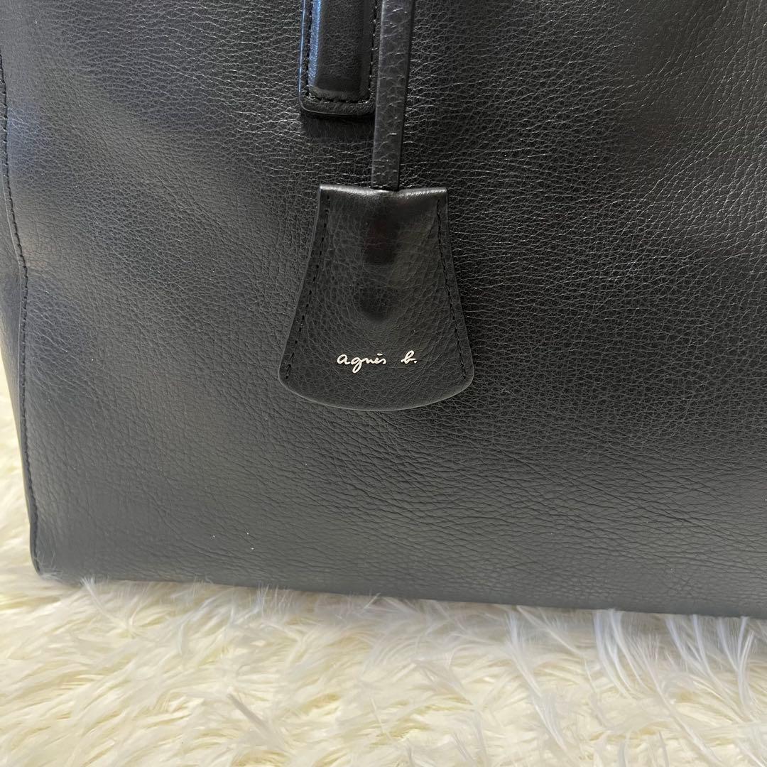 アニエスベー トートバッグ オールレザー 黒 A4 南京錠 ビジネス