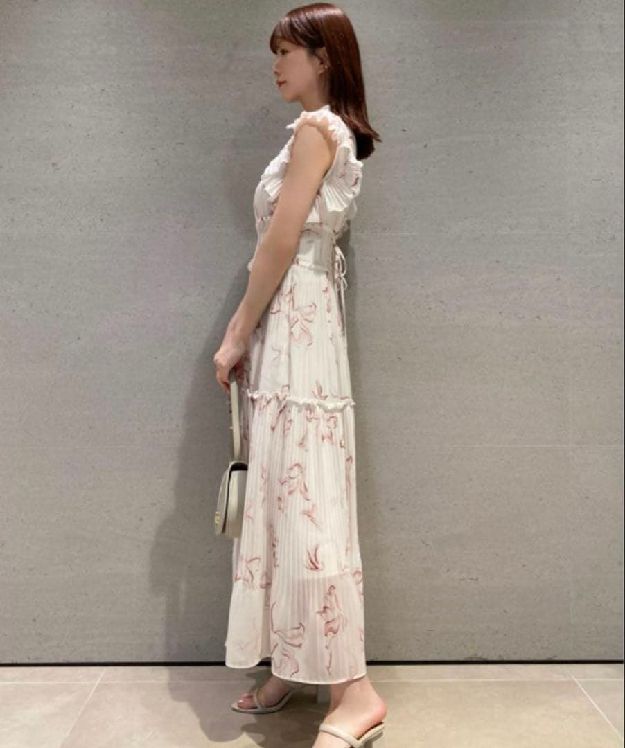 snidel sustainableプリントプリーツワンピース ピンク サイズ0