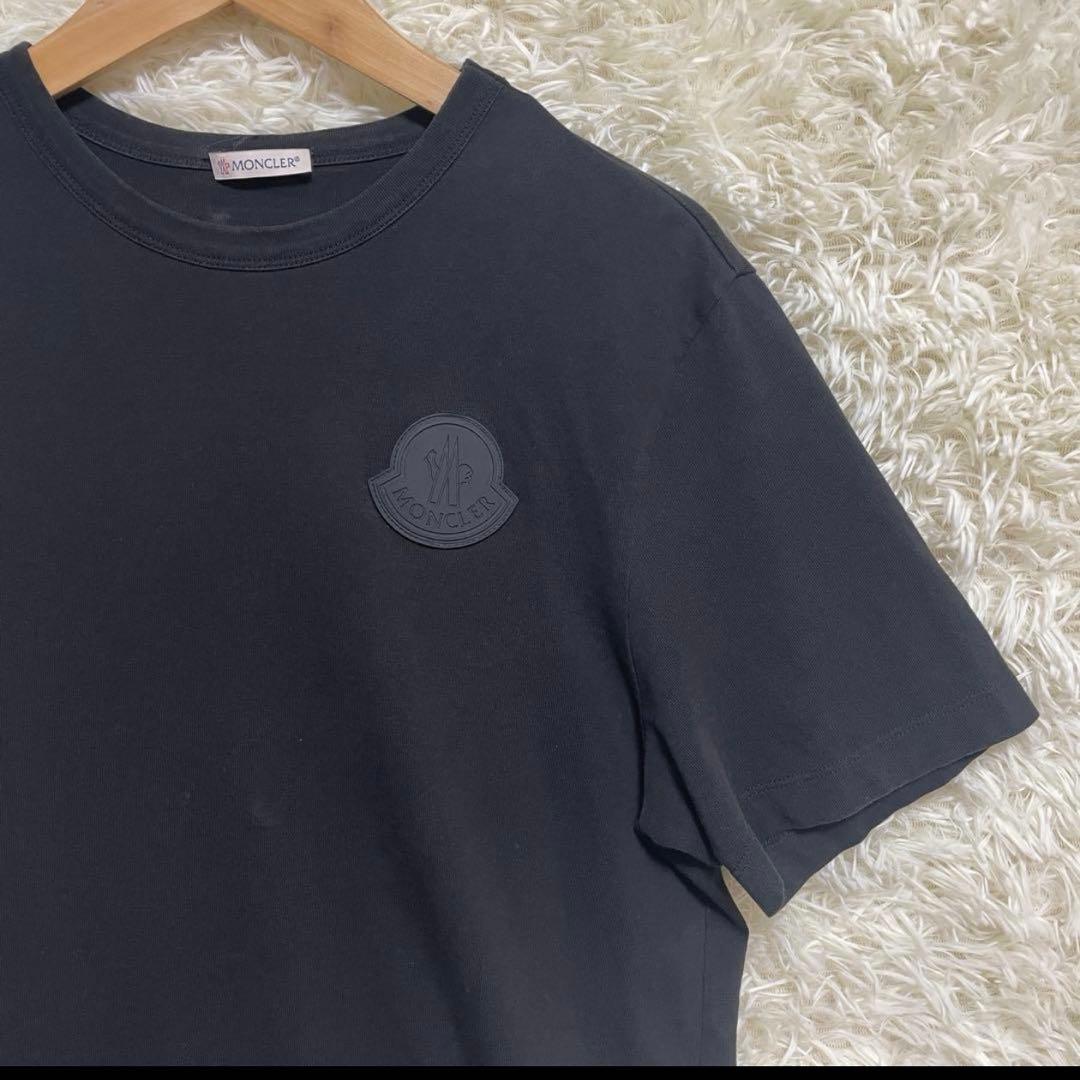 【特別価格】MONCLER ラバー　ロゴ Tシャツ 黒 半袖 立体ロゴ　英字