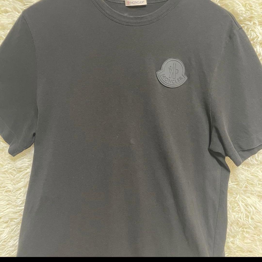 【特別価格】MONCLER ラバー　ロゴ Tシャツ 黒 半袖 立体ロゴ　英字