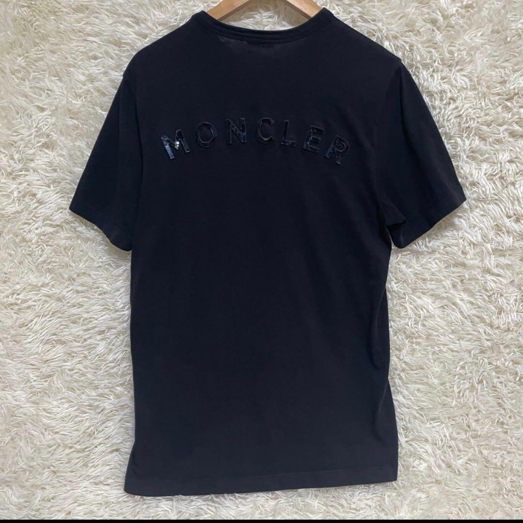 【特別価格】MONCLER ラバー　ロゴ Tシャツ 黒 半袖 立体ロゴ　英字