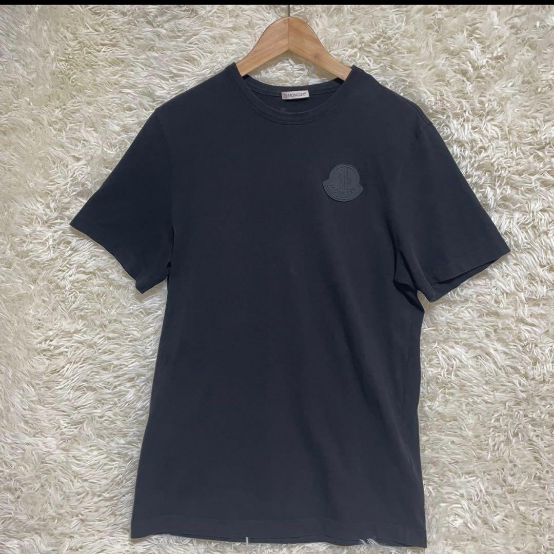 【特別価格】MONCLER ラバー　ロゴ Tシャツ 黒 半袖 立体ロゴ　英字