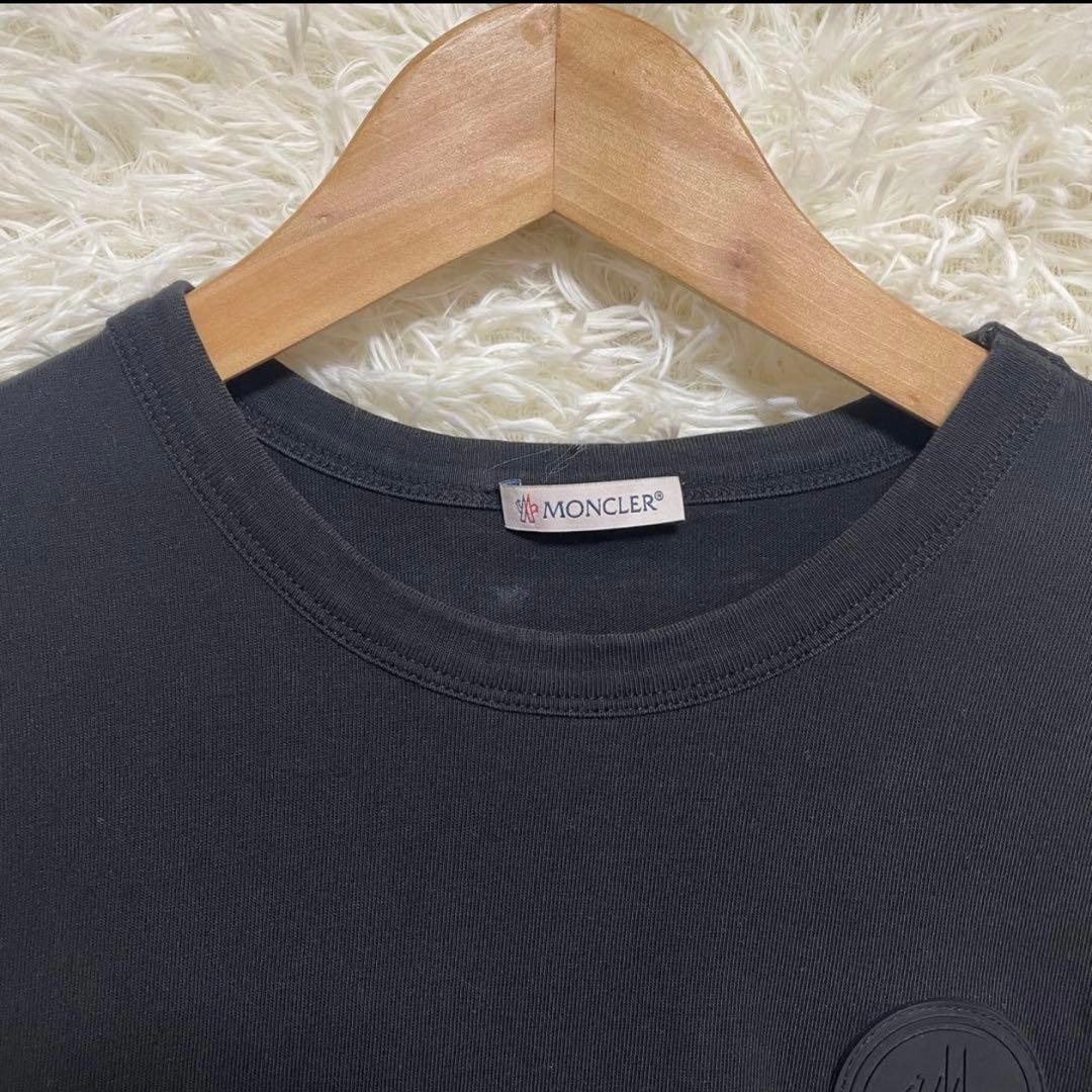 【特別価格】MONCLER ラバー　ロゴ Tシャツ 黒 半袖 立体ロゴ　英字