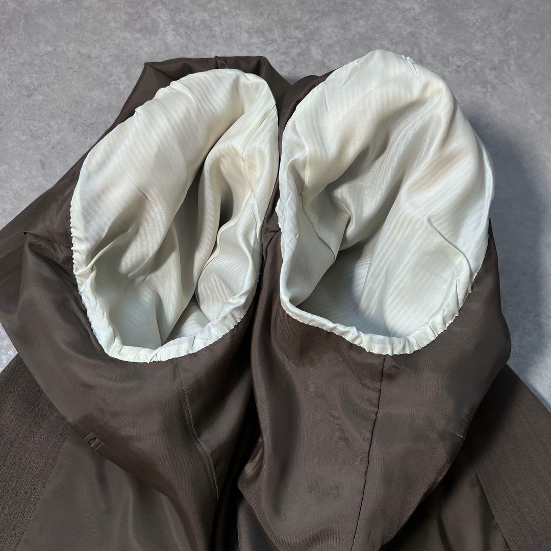 90s ヴィンテージ ダブルスーツ 古着セットアップ 成人式 ブラウン XL相当