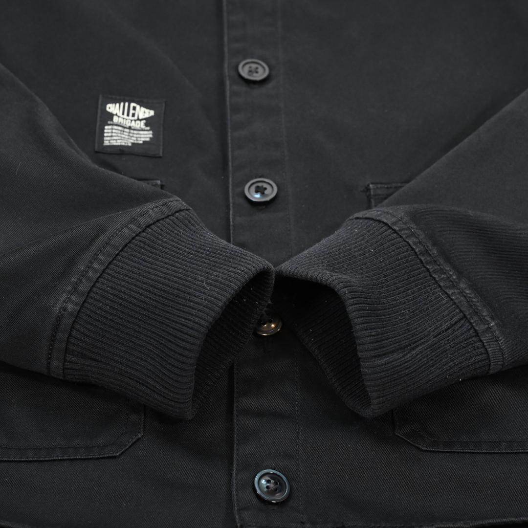 チャレンジャー　CHALLENGER　ノーカラー　ジャケット　ブラック　刺繍　M