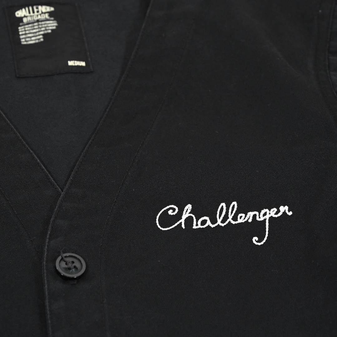 チャレンジャー　CHALLENGER　ノーカラー　ジャケット　ブラック　刺繍　M