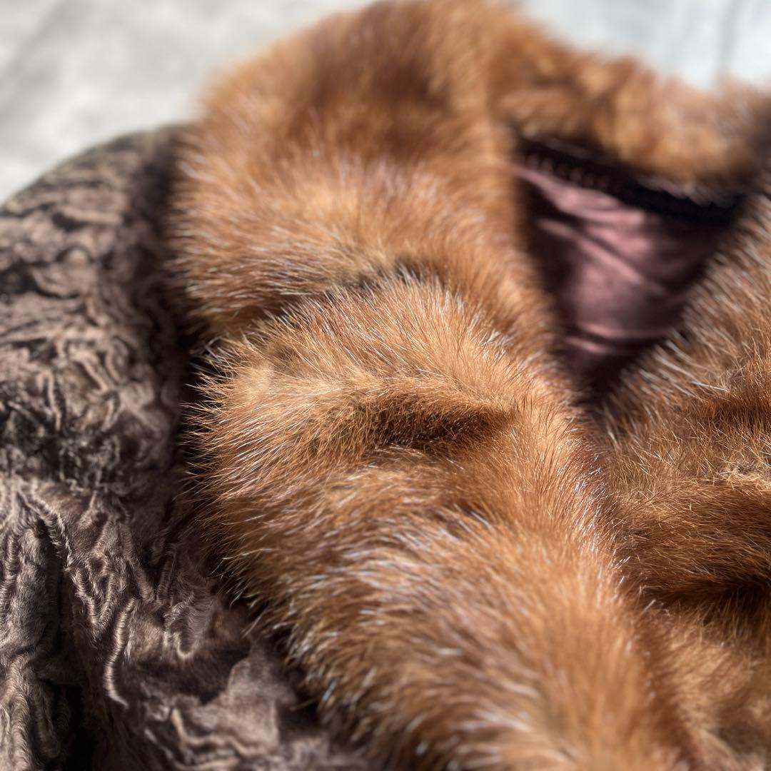 Rotiny ミンクファーコート 13号 XL 定価約15万 高級 ヴィンテージ