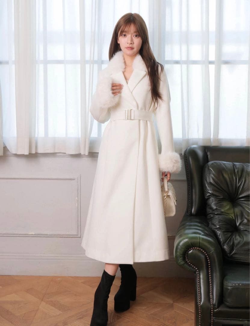 LIP SERVICE LADYライクファーカラーロングコート