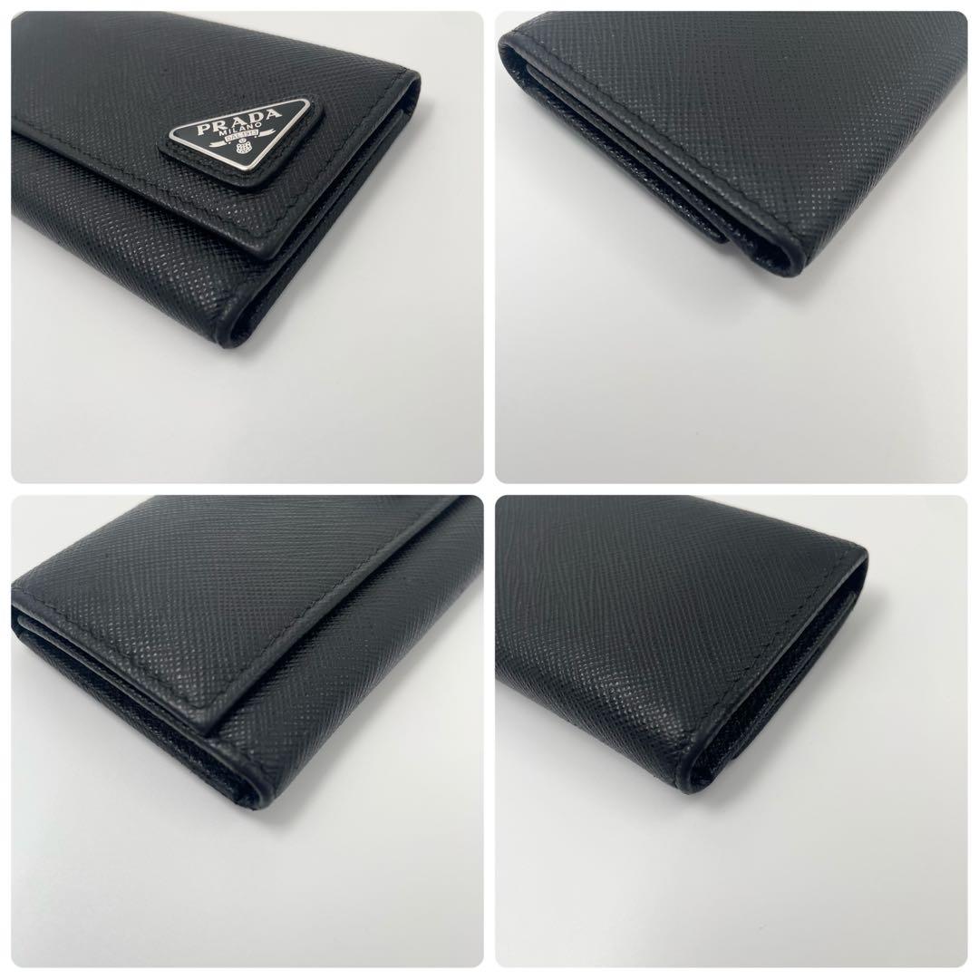 【✨未使用級 現行】プラダ キーケース 三角ロゴ サフィアーノ レザー ブラック