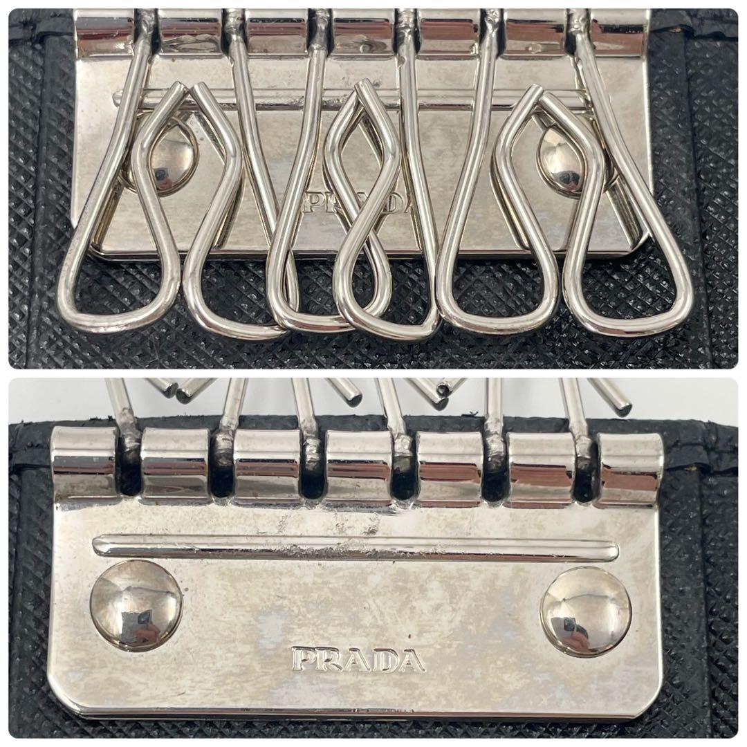 【✨未使用級 現行】プラダ キーケース 三角ロゴ サフィアーノ レザー ブラック