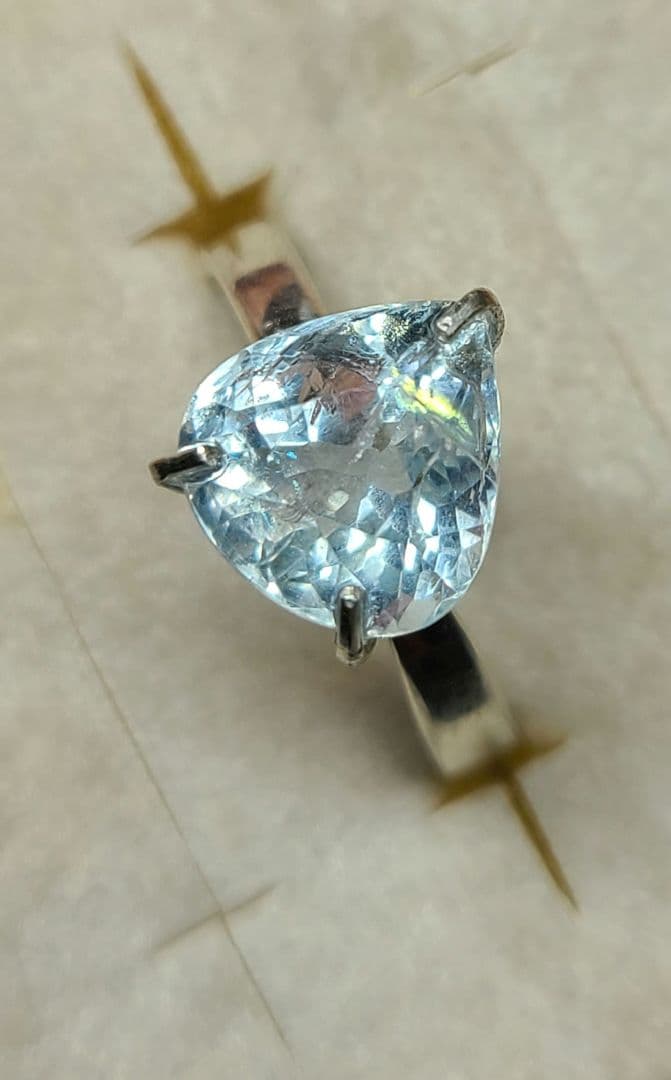 ☆★☆レインボー★非加熱アクアマリンレインボーインクルージョン入り★