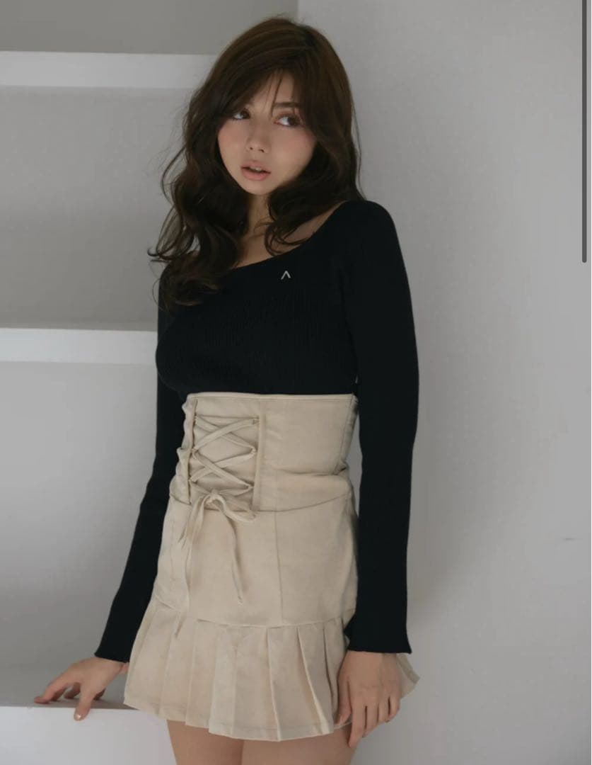 ワンピース High waist velour mini dress
