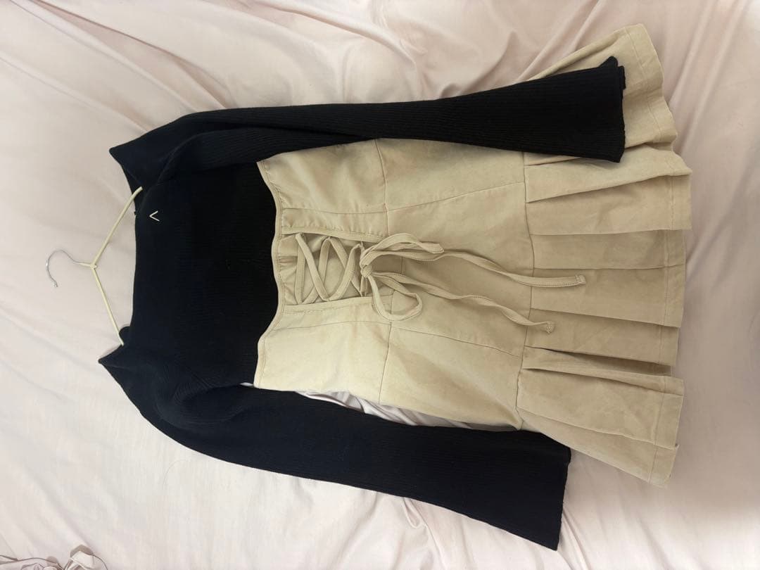 ワンピース High waist velour mini dress