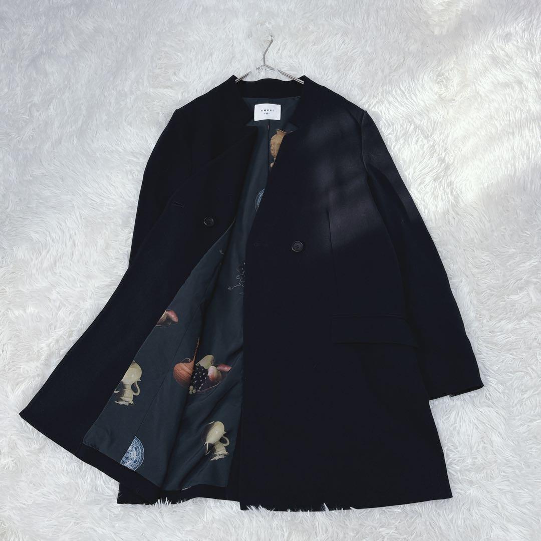 美品✨Ameri アメリ 裏地プリント ノーカラージャケット M