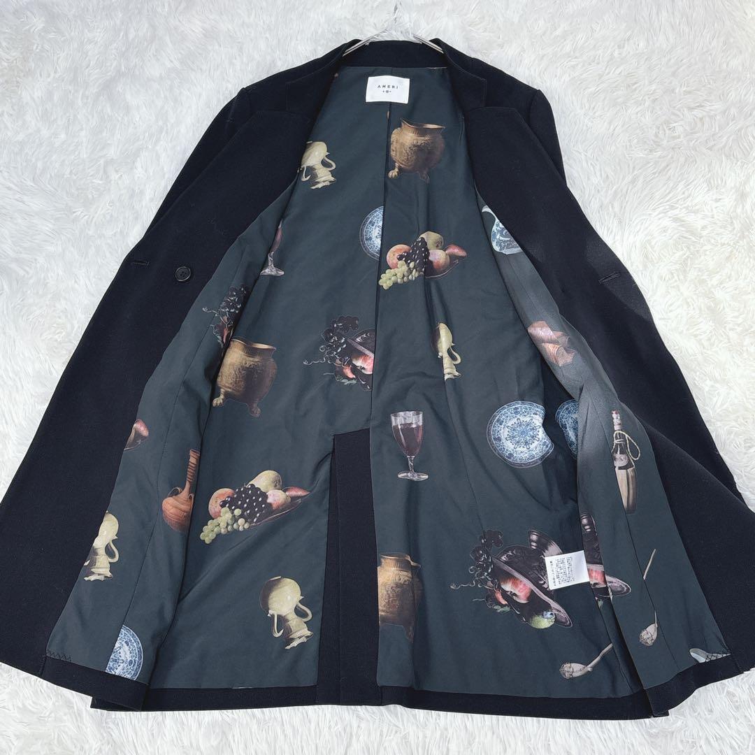 美品✨Ameri アメリ 裏地プリント ノーカラージャケット M