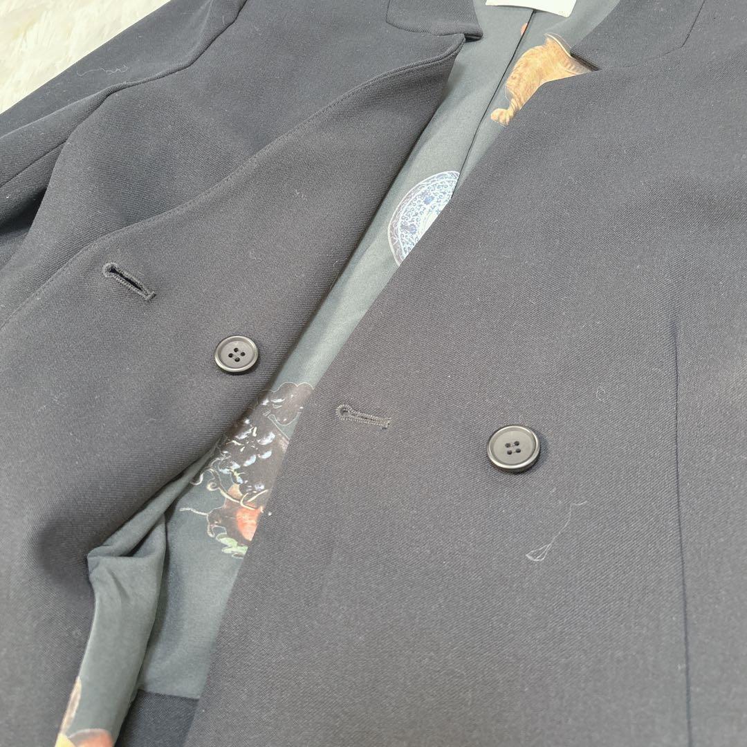 美品✨Ameri アメリ 裏地プリント ノーカラージャケット M