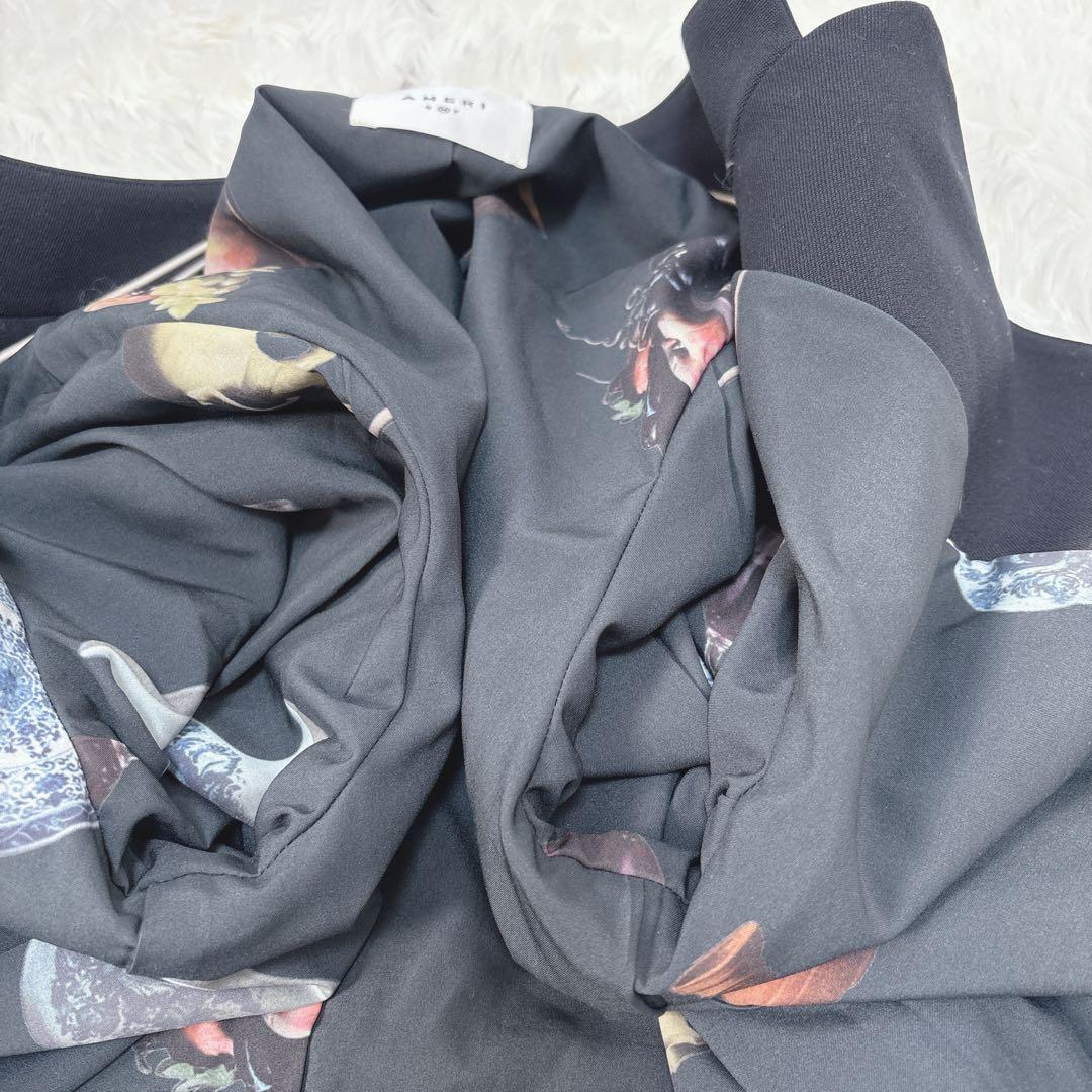 美品✨Ameri アメリ 裏地プリント ノーカラージャケット M