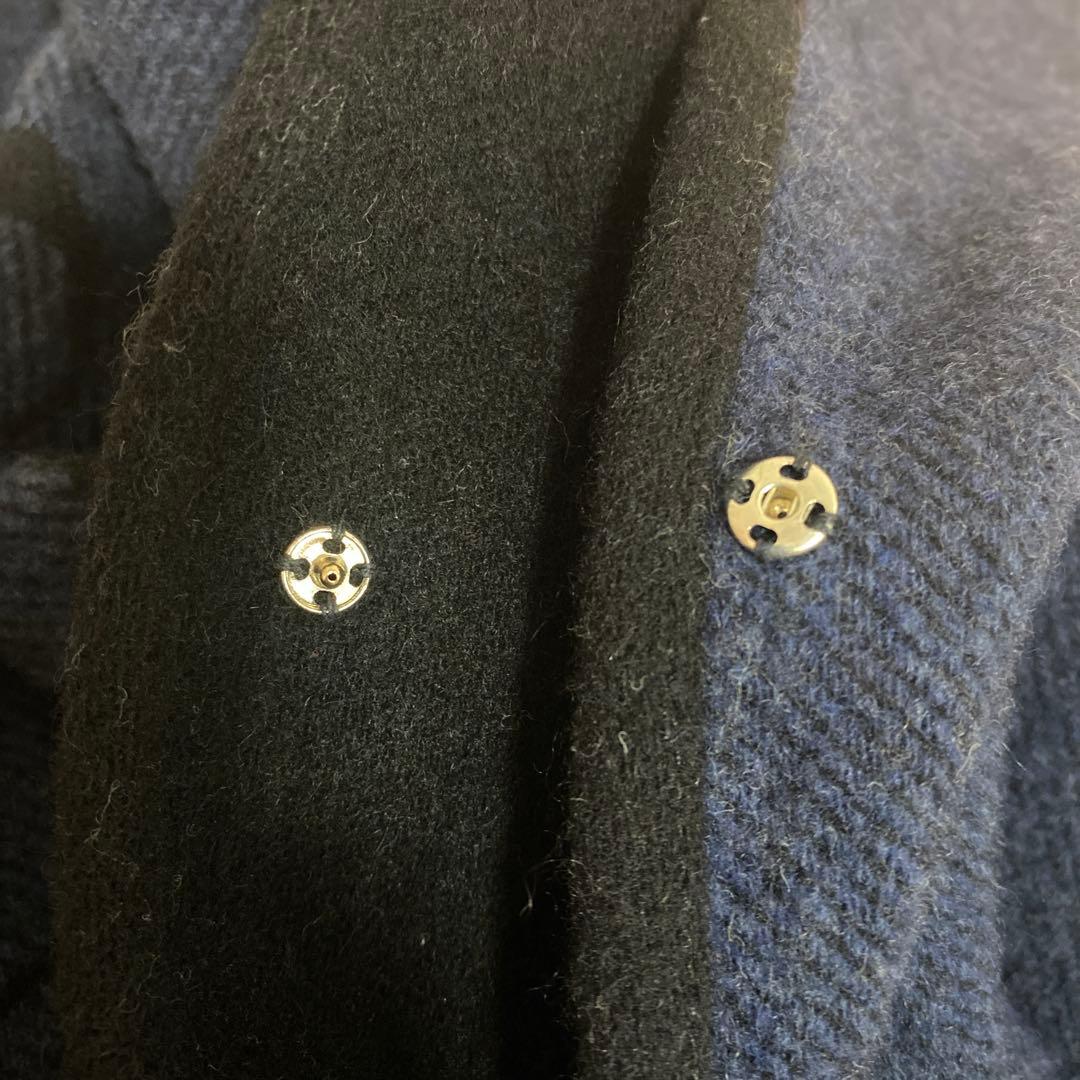 イタリア製ネイビー ロゴ入り ポンチョ　リバーシブル