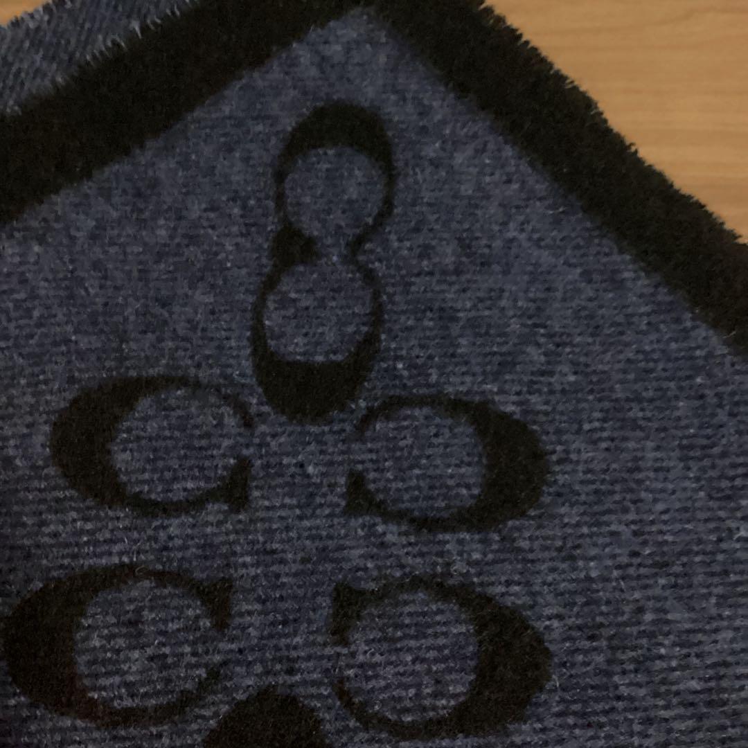 イタリア製ネイビー ロゴ入り ポンチョ　リバーシブル