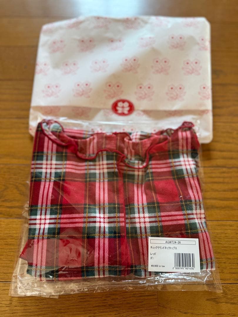 POPPY 赤チェクラウンドトップス あさぎーにょ カットソー ポピー 新品