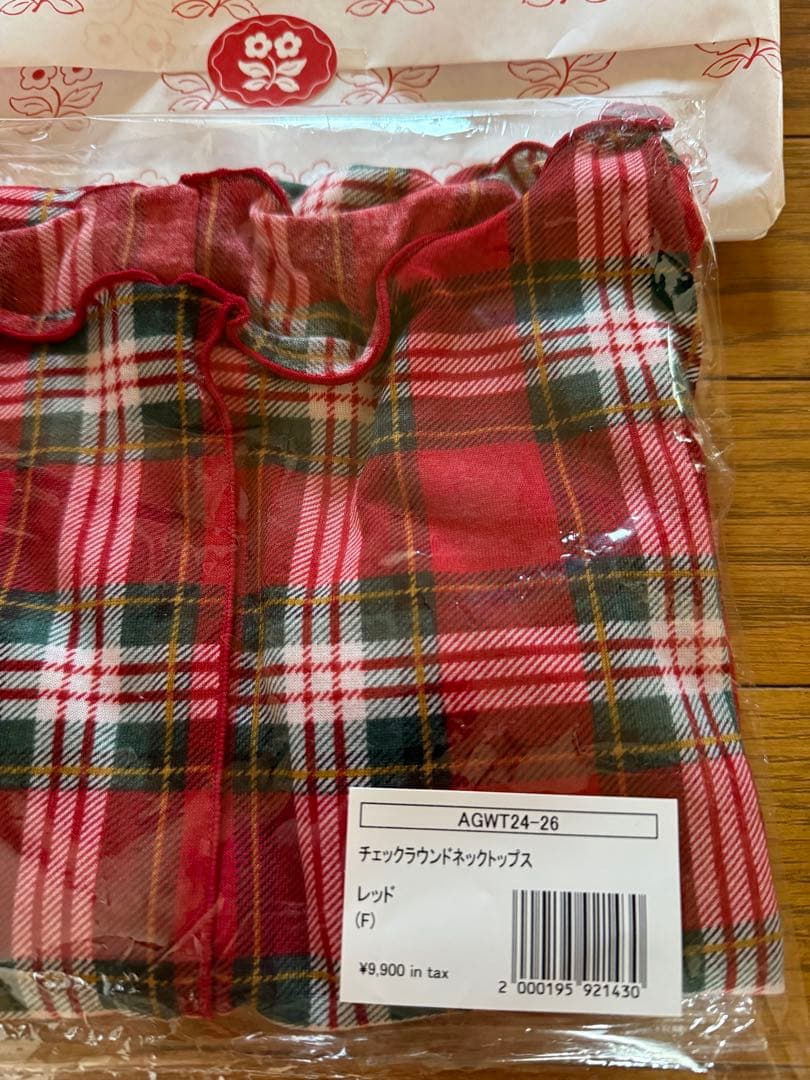 POPPY 赤チェクラウンドトップス あさぎーにょ カットソー ポピー 新品