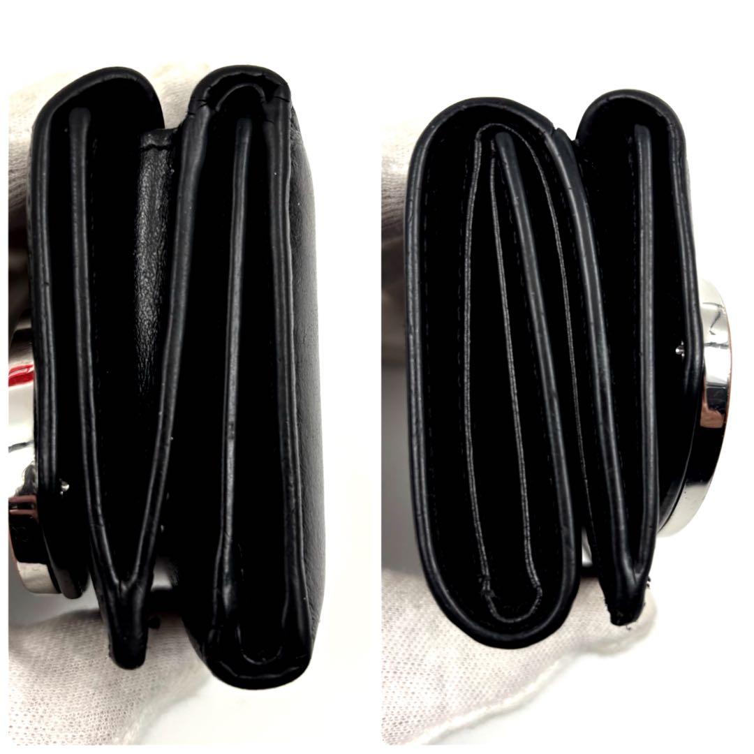 極美品✨　ディーゼル　三つ折り財布　レザー　ブラック　1DR　Dロゴ　コンパクト