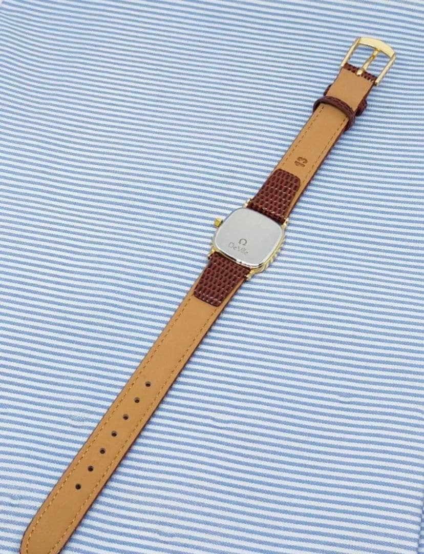 ★OH済★オメガ デヴィル レディース クォーツ腕時計 18k ゴールド20μ