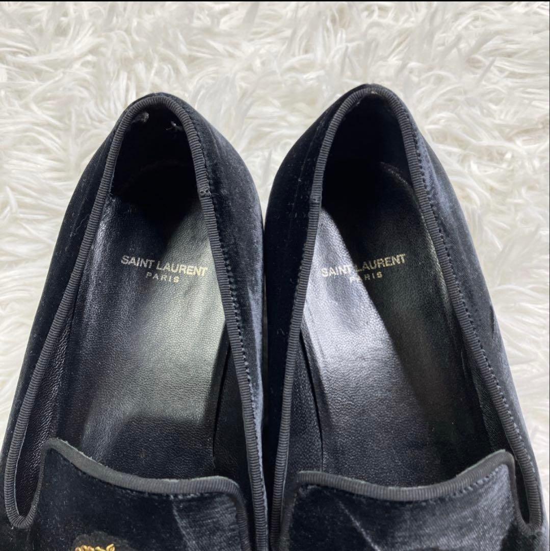 【SALE（※2/8迄）】SAINT LAURENT ベルベット王冠 ローファー