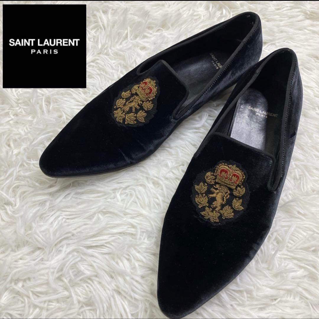【SALE（※2/8迄）】SAINT LAURENT ベルベット王冠 ローファー