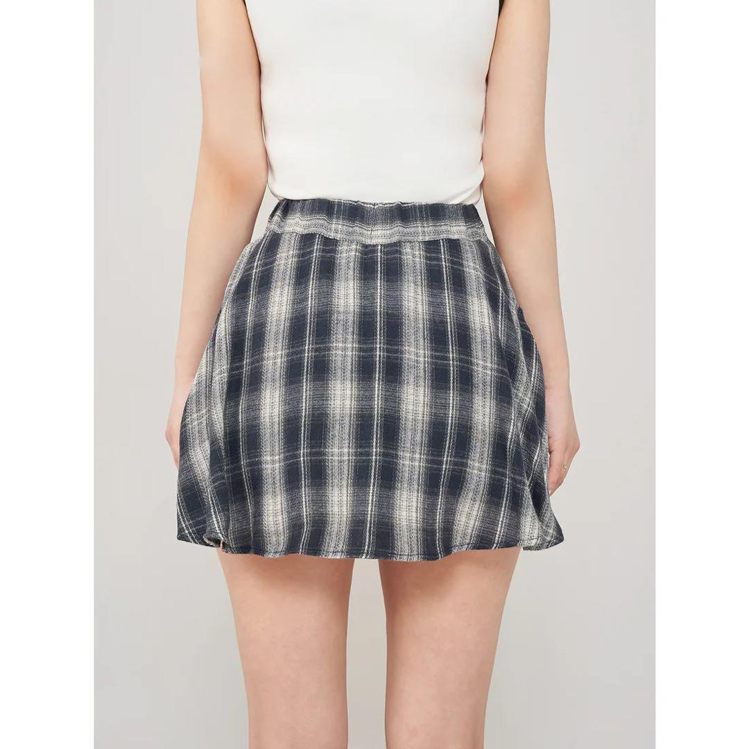 新品タグ付き ダーリッチ レイヤードチェックショートパンツ ネイビー