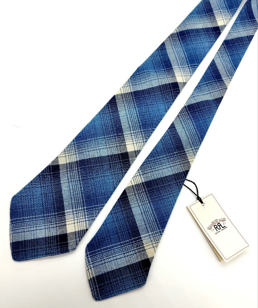 【$HW様】23SS新品　ハンドメイド プラッド ジャスペ ツイル タイ　ブルー