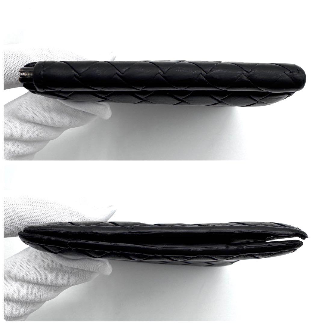 良品✨ボッテガヴェネタ　マネークリップ　イントレチャート　折り財布　ブラック