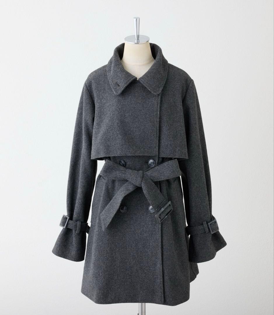 NICE CLAUPスタンドカラーミドルコート グレー S