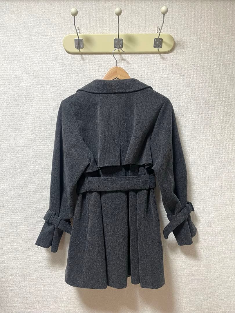 NICE CLAUPスタンドカラーミドルコート グレー S