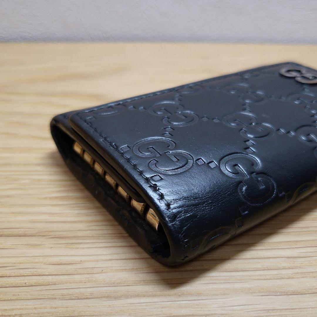 GUCCI グッチ GG グッチシマ キーリング付き 6連 キーケース ブラック