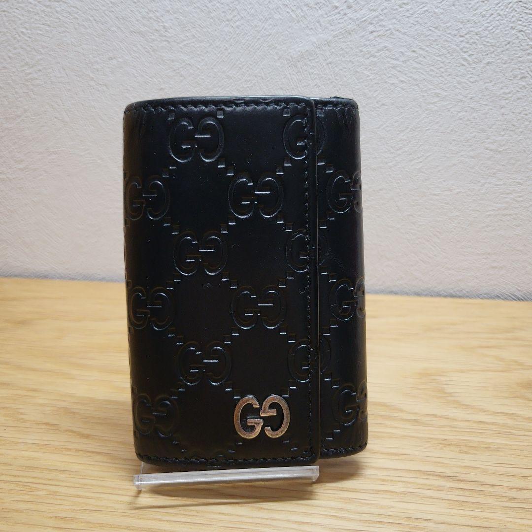 GUCCI グッチ GG グッチシマ キーリング付き 6連 キーケース ブラック