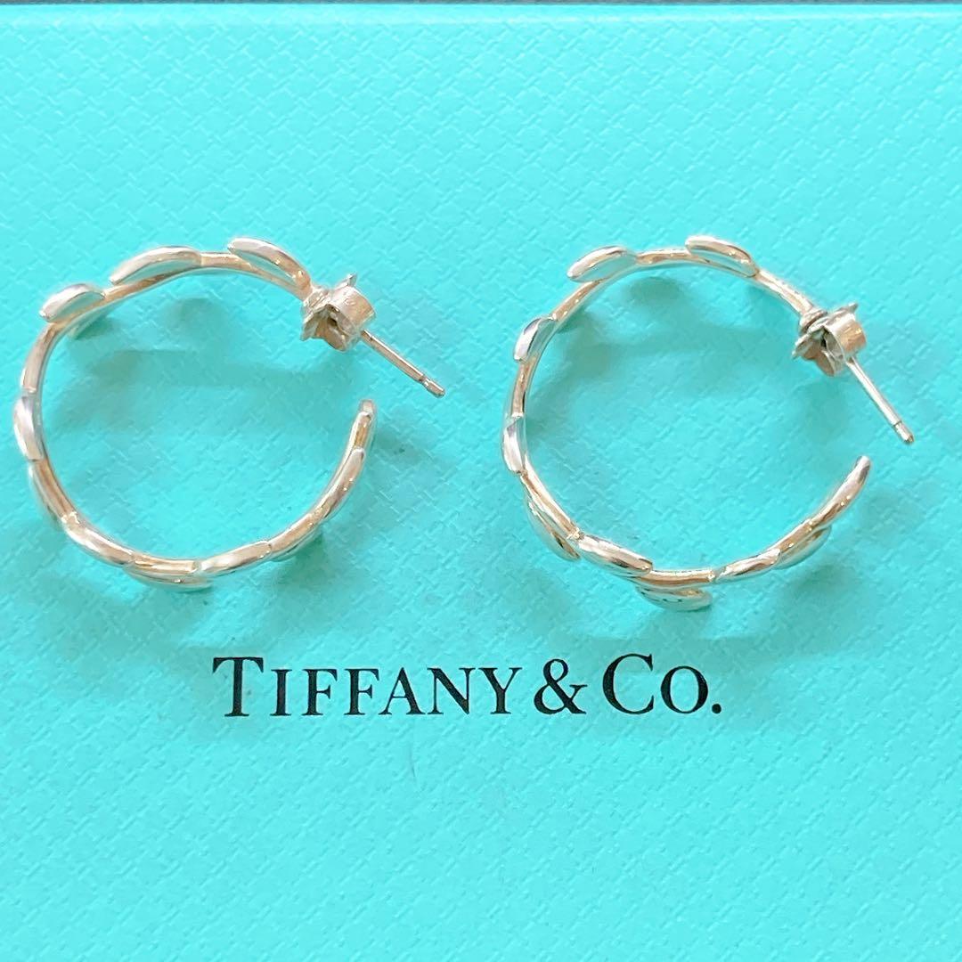 【美品】ティファニー オリーブリーフ フープ ピアス 925 シルバー 希少