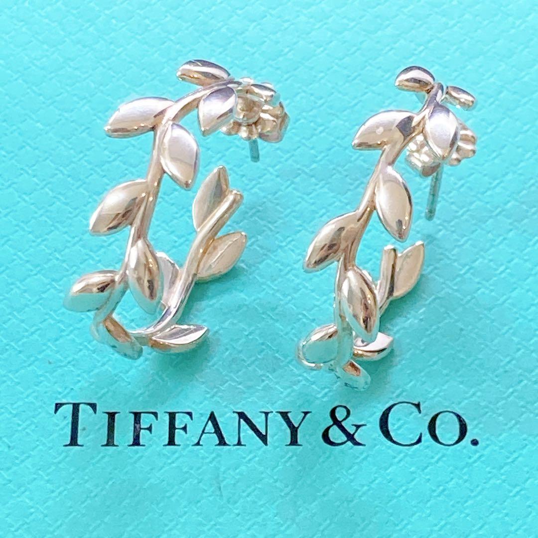 【美品】ティファニー オリーブリーフ フープ ピアス 925 シルバー 希少