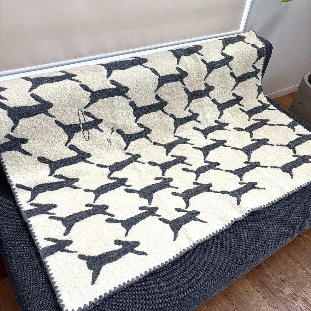 【レア】ミナペルホネン ブランケット run run run うさぎ 毛布 L