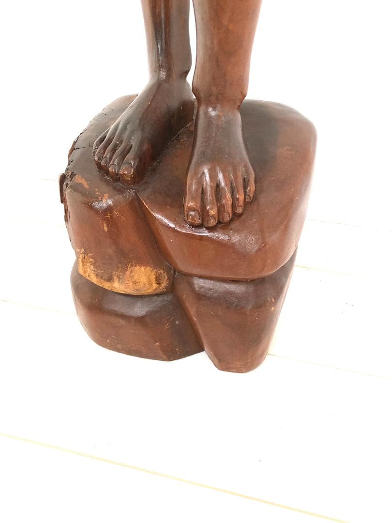 【超特大・高さ124㎝】裸婦像 木彫り エレガント女性像 高級木 オブジェ