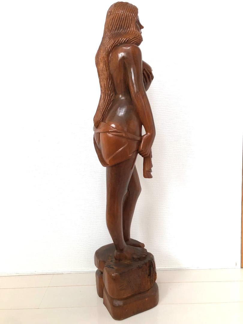 【超特大・高さ124㎝】裸婦像 木彫り エレガント女性像 高級木 オブジェ
