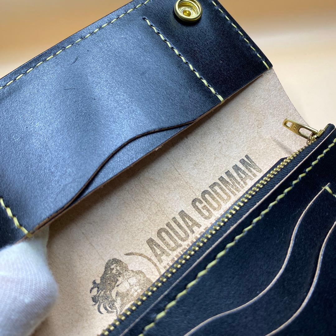 【無骨 茶芯】手染め 丘染め トラッカーウォレット 3層マチ 職人仕上げ 真鍮