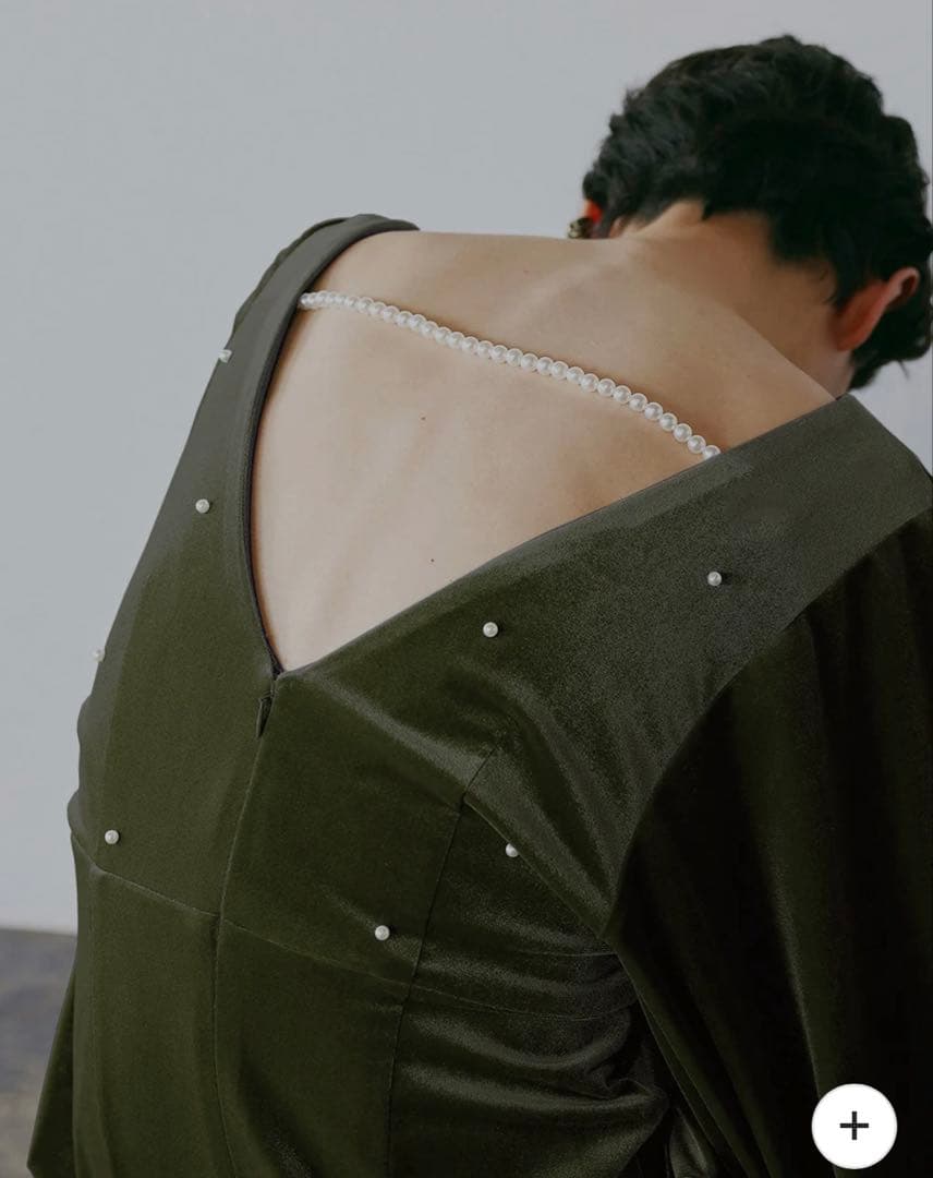 じゃこ　ameri vintage ベロア　パール付き　ドレス