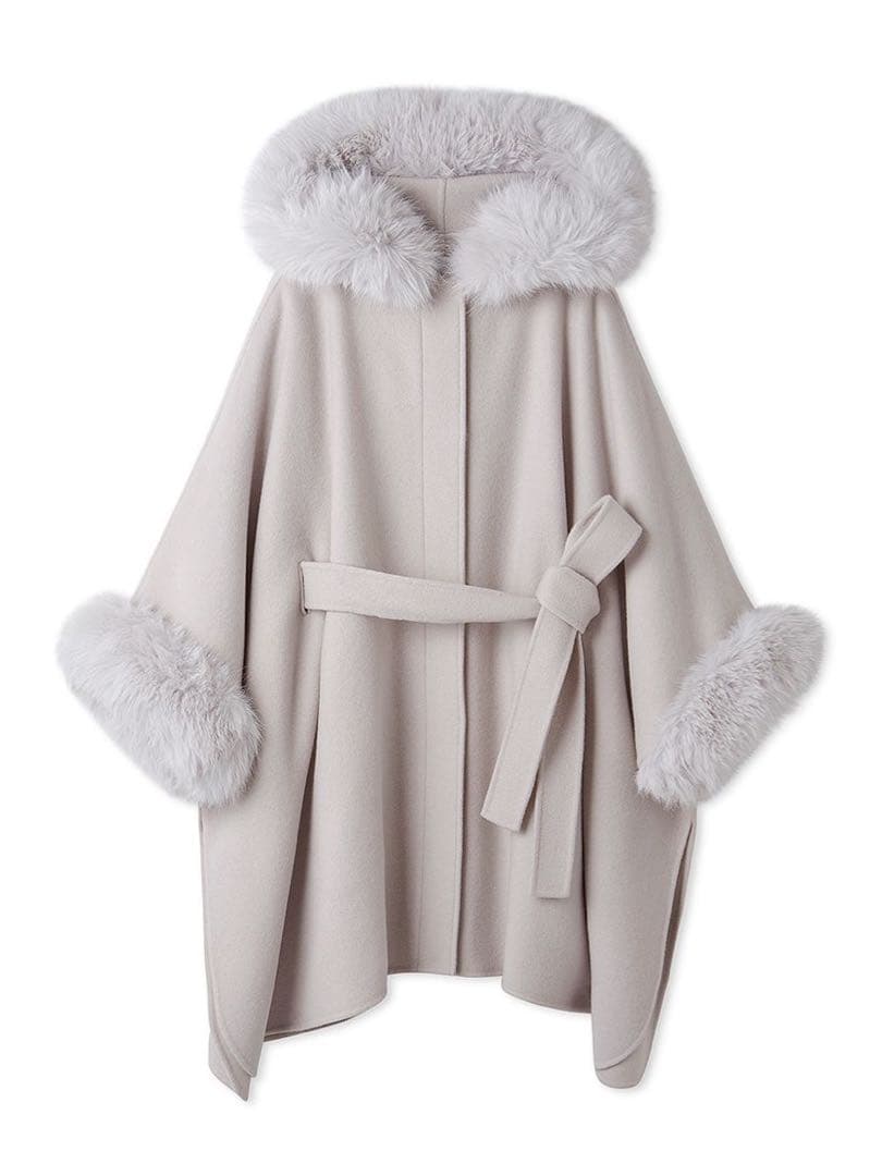 値下げOK＠あにゃ出品♡ セルフォード ファーポンチョコート LGRY