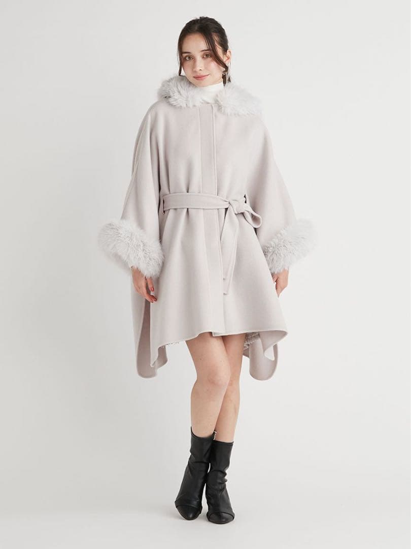 値下げOK＠あにゃ出品♡ セルフォード ファーポンチョコート LGRY