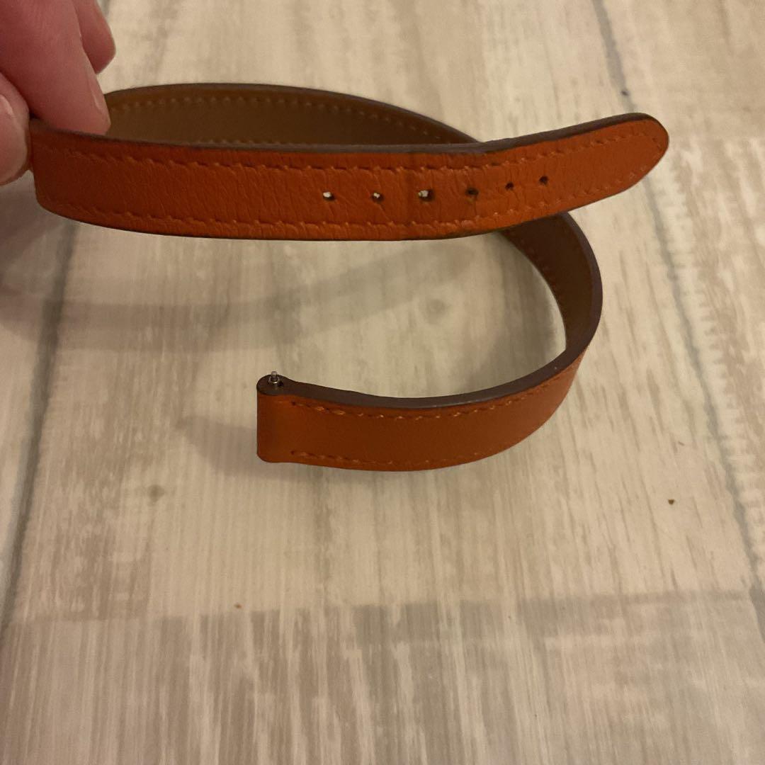 エルメス　Hウォッチミニ　レザーベルト　ドゥブルトゥール　オレンジ
