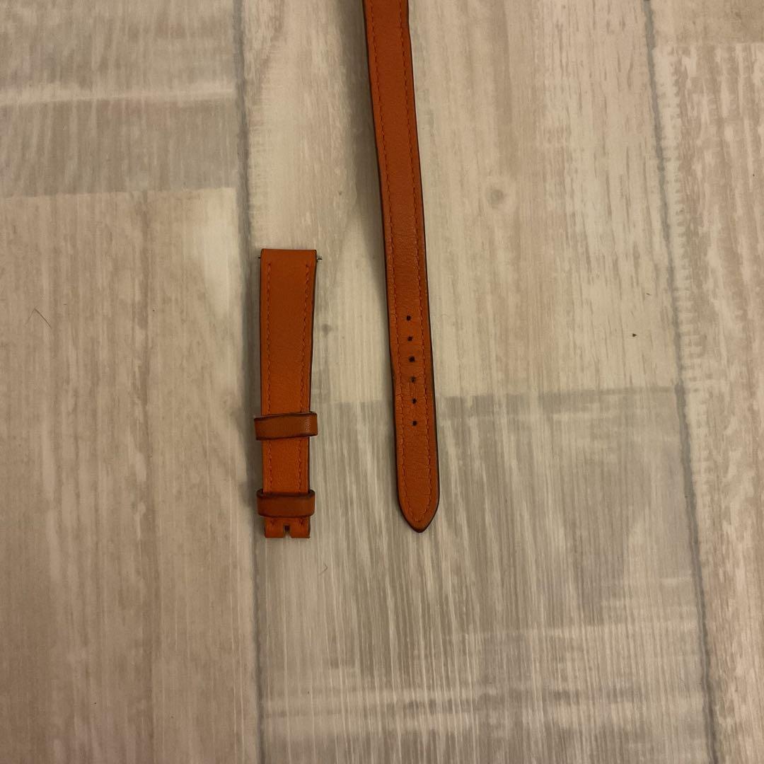 エルメス　Hウォッチミニ　レザーベルト　ドゥブルトゥール　オレンジ