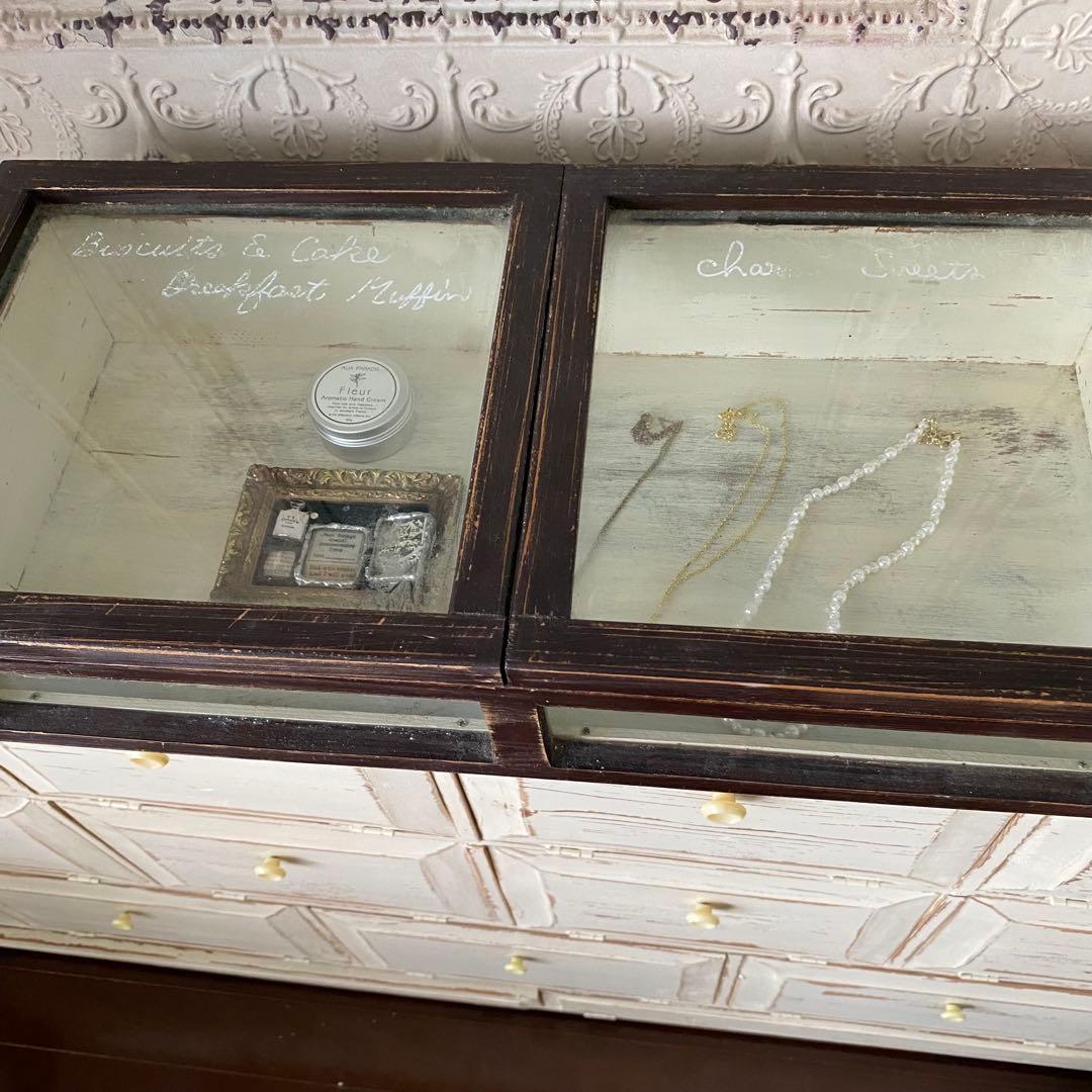 値下げ!フランスアンティーク　ガラスケース　アクセサリーケース　店舗什器