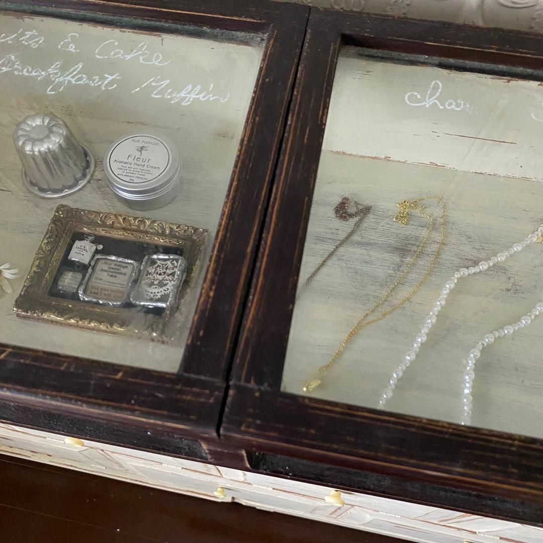 値下げ!フランスアンティーク　ガラスケース　アクセサリーケース　店舗什器