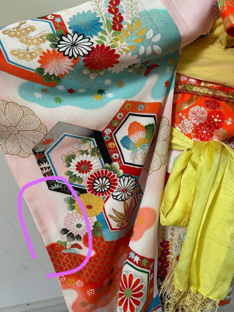 7歳　七五三　アンティーク着物、帯、帯揚げ、帯締め　しごきセット